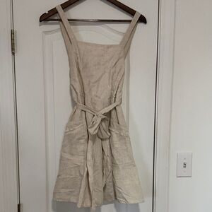Linen Tie-Waist Sundress in Cream